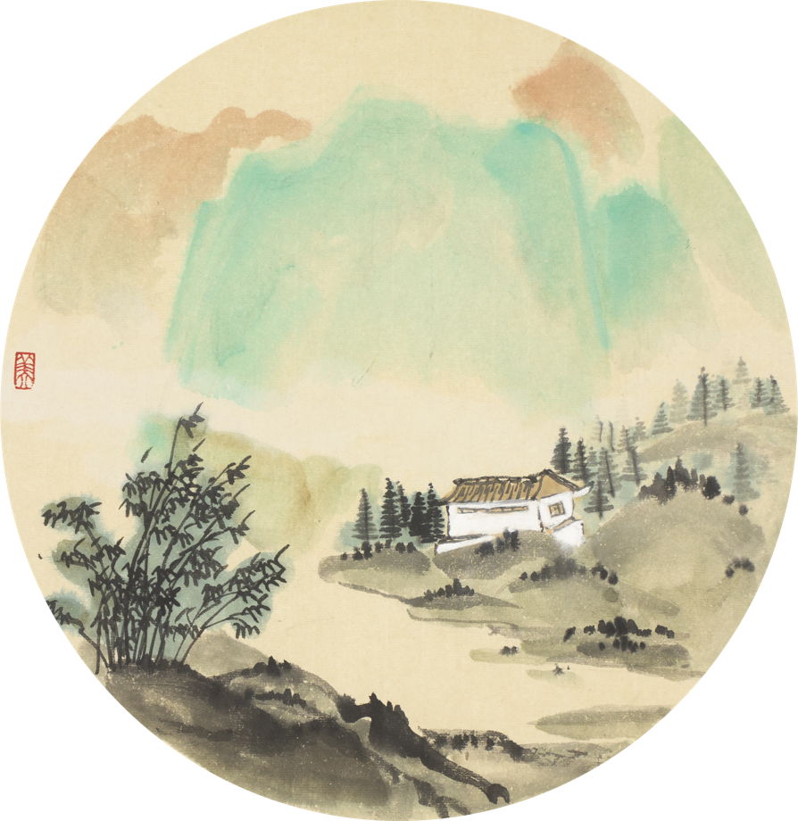 "Весна в горах", картина в традиционном китайском стиле "свободная кисть (35 * 35 см)