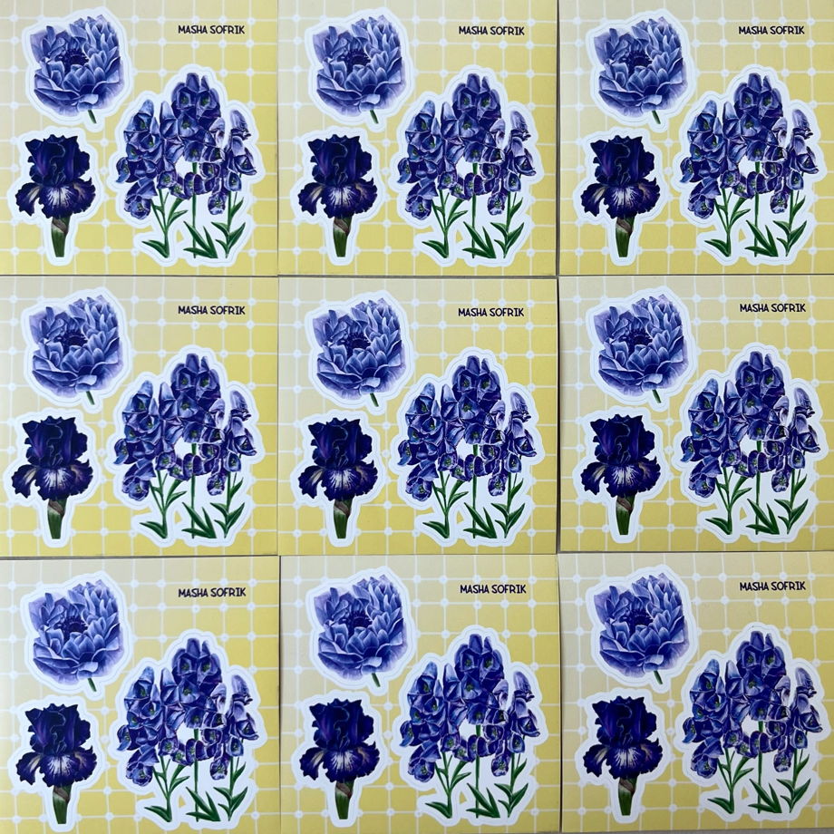 Стикерпак "Фиолетовые цветы"