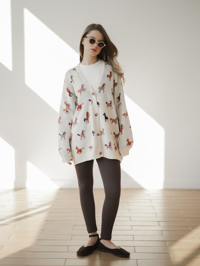 Кардиган с лошадками