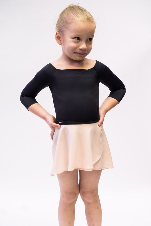 Детская юбка на запах с контрастным поясом для балета / хореографии