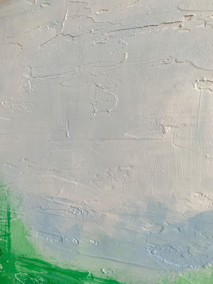 Абстрактный пейзаж, фактурная зеленая картина Тишина, 50*50 см