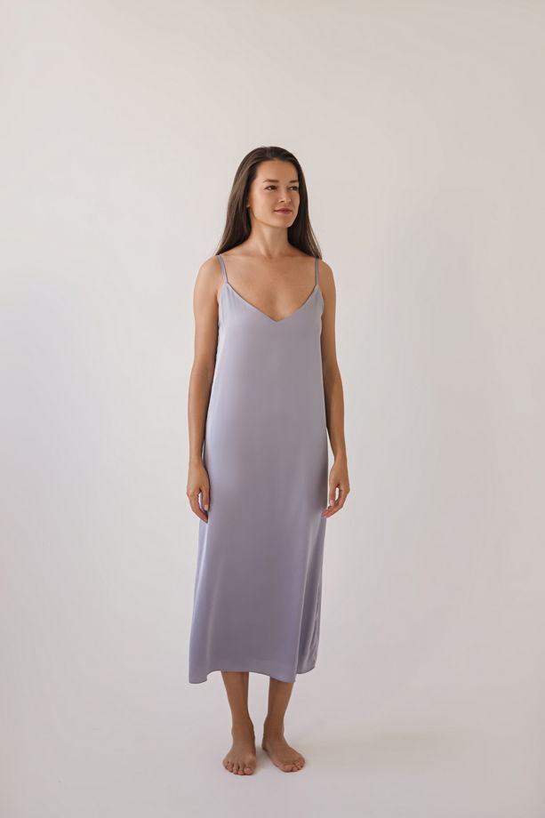 Платье комбинация в серо-голубом цвете