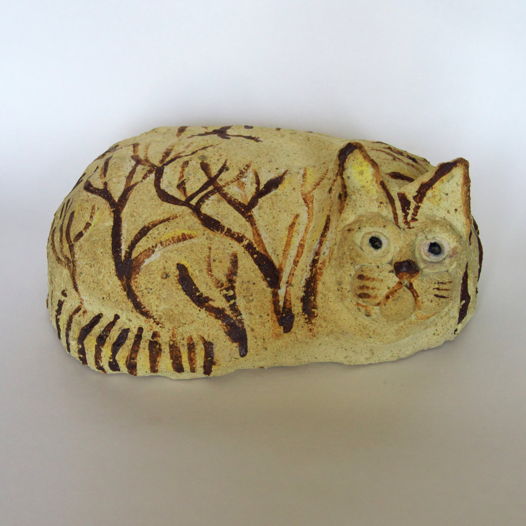 Керамическая скульптура, статуэтка "Уютный кот"