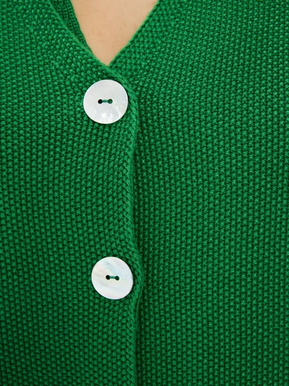 Зеленый  женский вязаный укороченный кардиган из вискозы