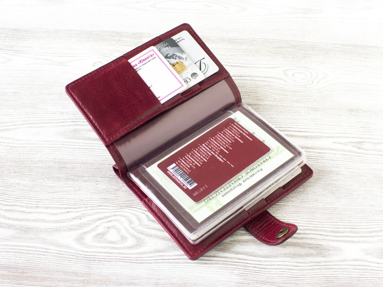 Портмоне из натуральной кожи для прав, СТС, банкнот, пластиковых карт, паспорта, страховки. VIRKUNEN