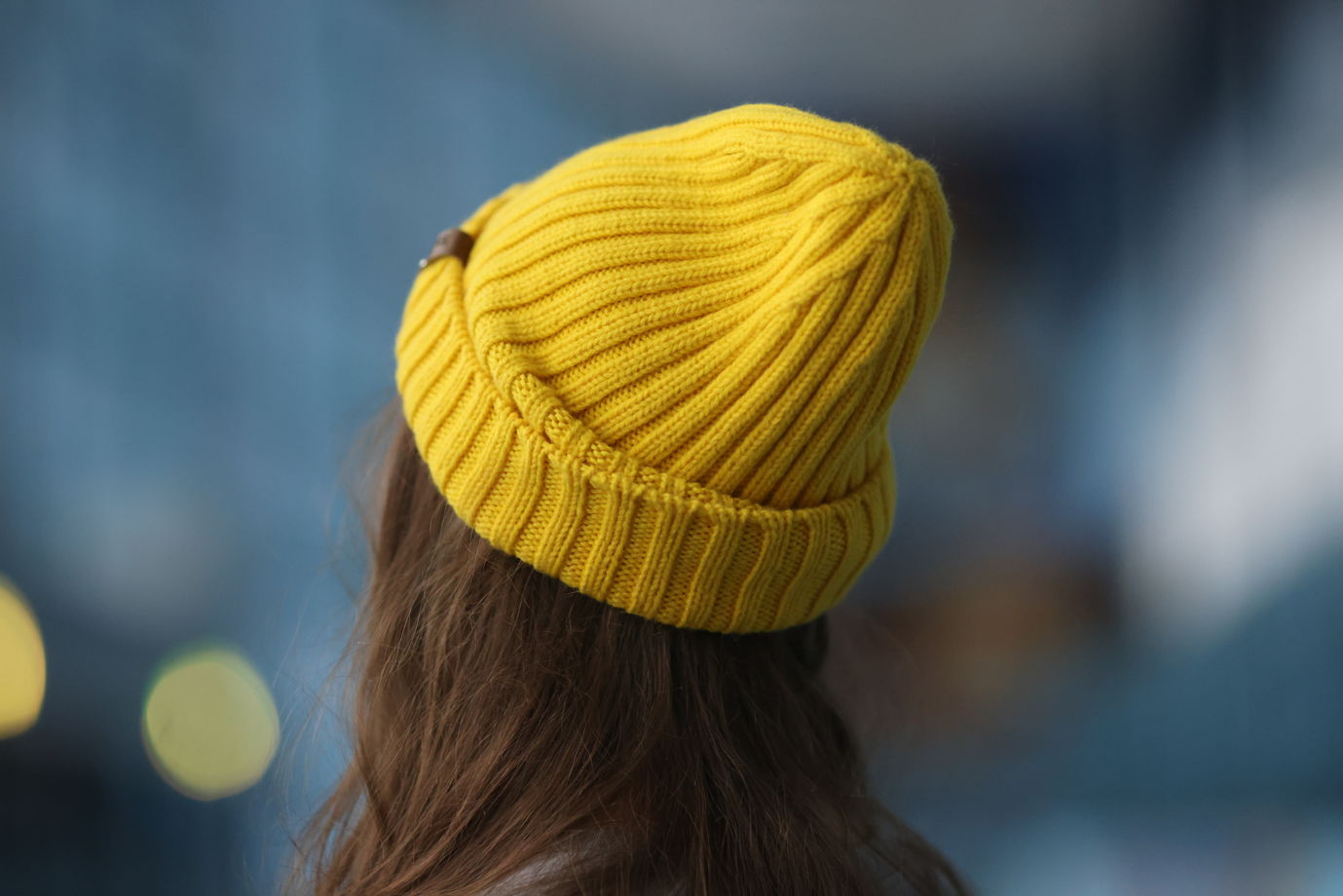 Желтая шапка тыковка из мериноса ручной работы