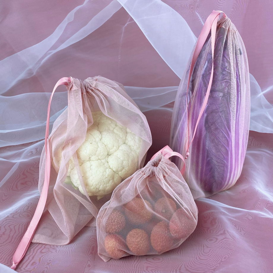 Набор розовых мешочков "Канделябр" для продуктов и хранения