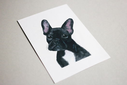 Портрет собаки акварелью "Французский бульдог"  (на заказ, по фото, любая порода)