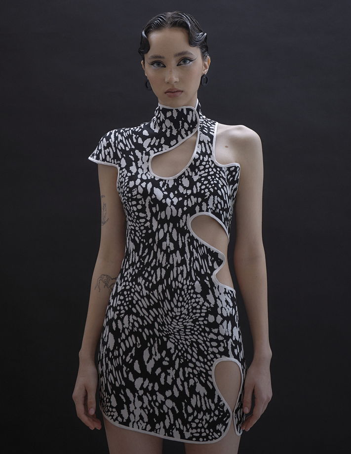 Асимметричное платье из хлопка со льном