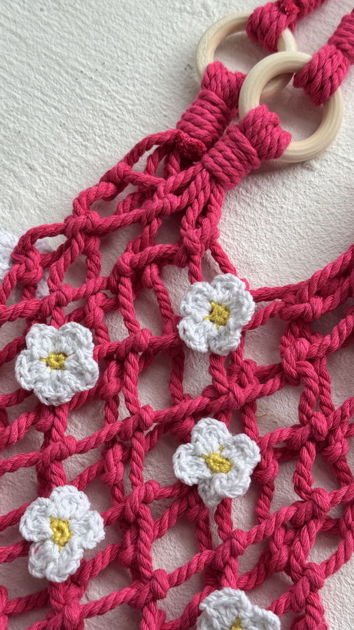 Авоська фуксия с ромашками