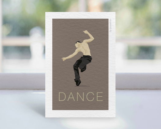 Дизайнерская открытка "Танец: серый контемп" формата 10х15см