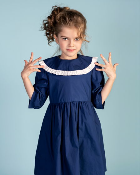 Хлопковое детское платье синего цвета Seagull