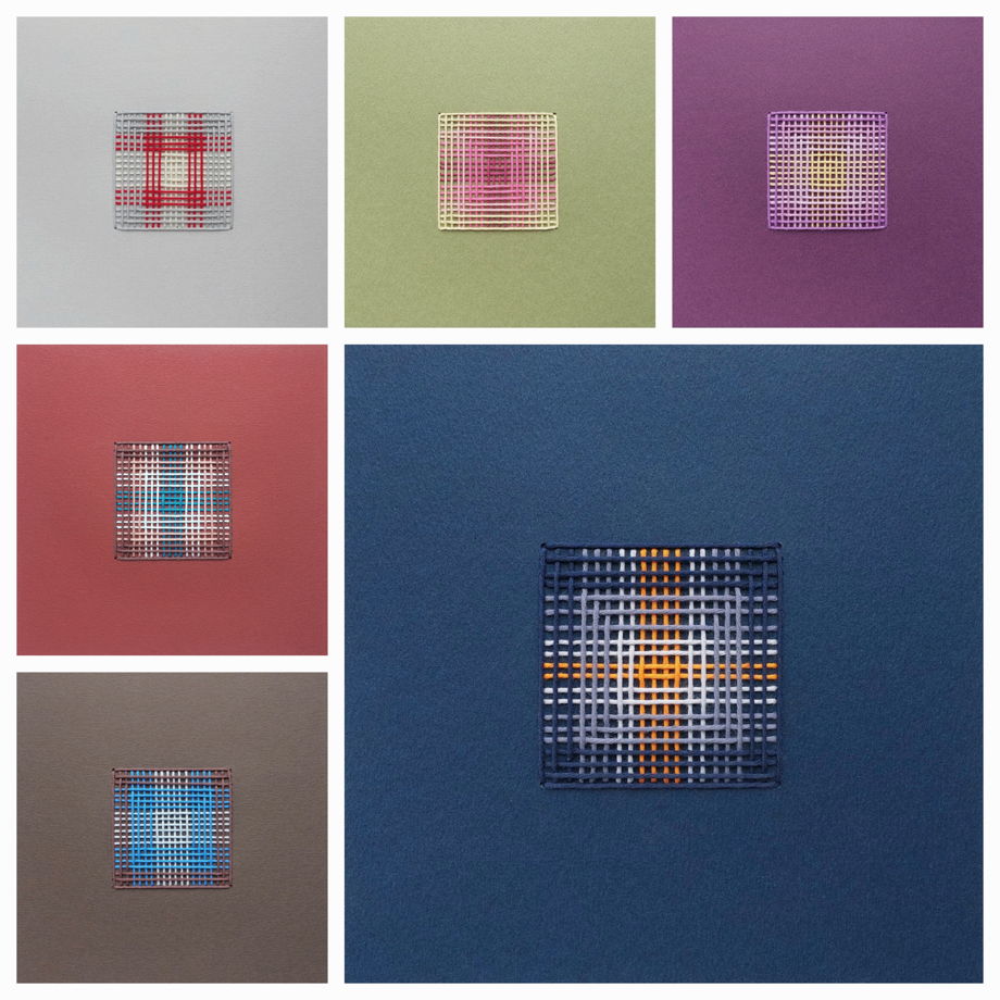 Текстильная картина, темно-синяя с оранжевым /В наличии