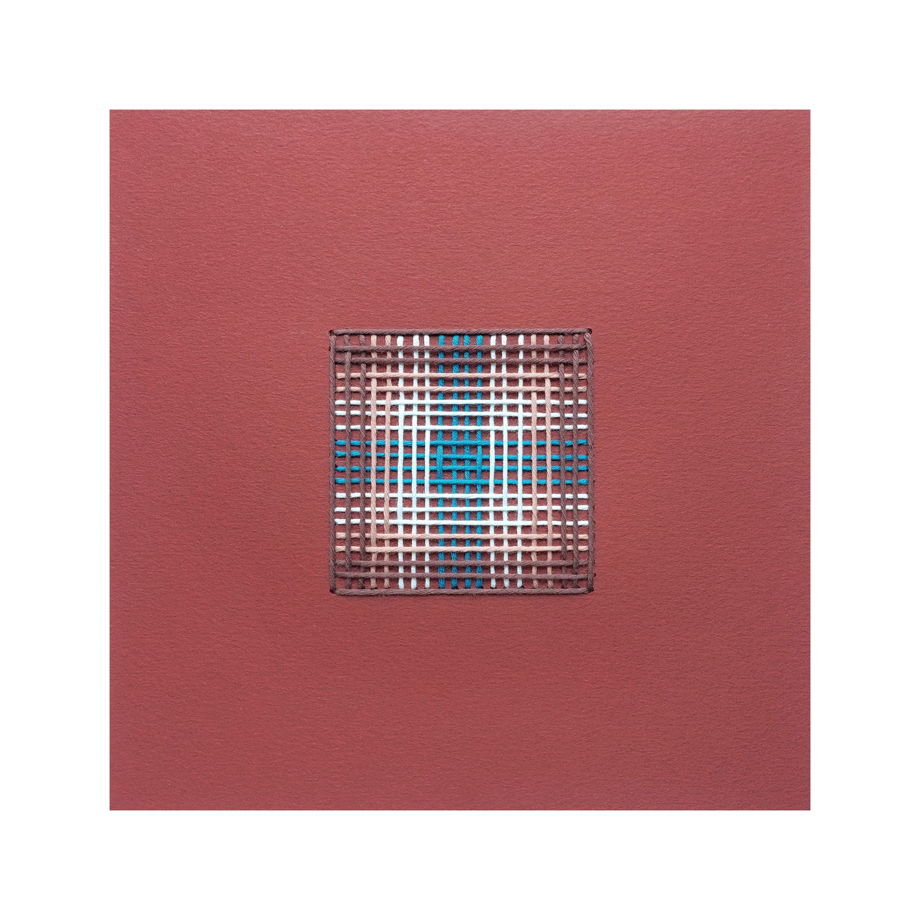 Текстильная картина, красная охра с бирюзовым /В наличии