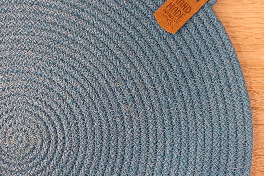 Салфетка для сервировки из хлопкового шнура круглая светлый жинс