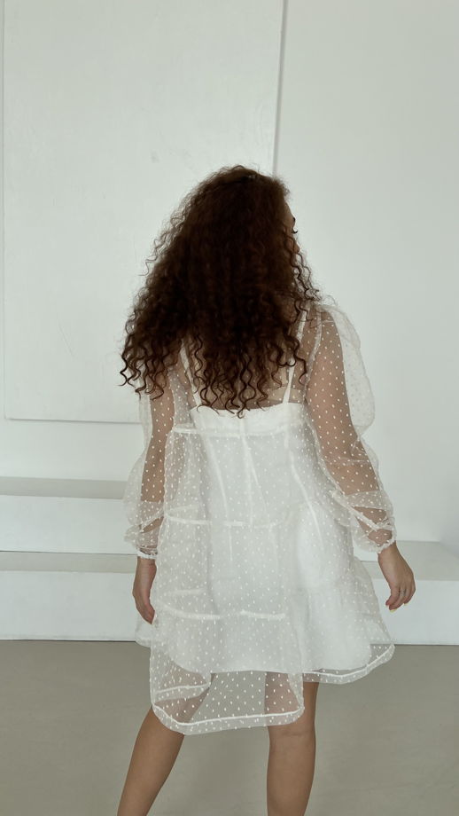Платье из сетки с платьем комбинацией размер 40-44 молочного цвета