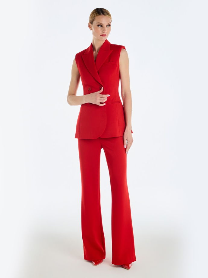 Двубортный жилет с объемными плечами, красный