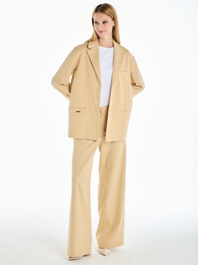 Летние широкие брюки из хлопка в полоску