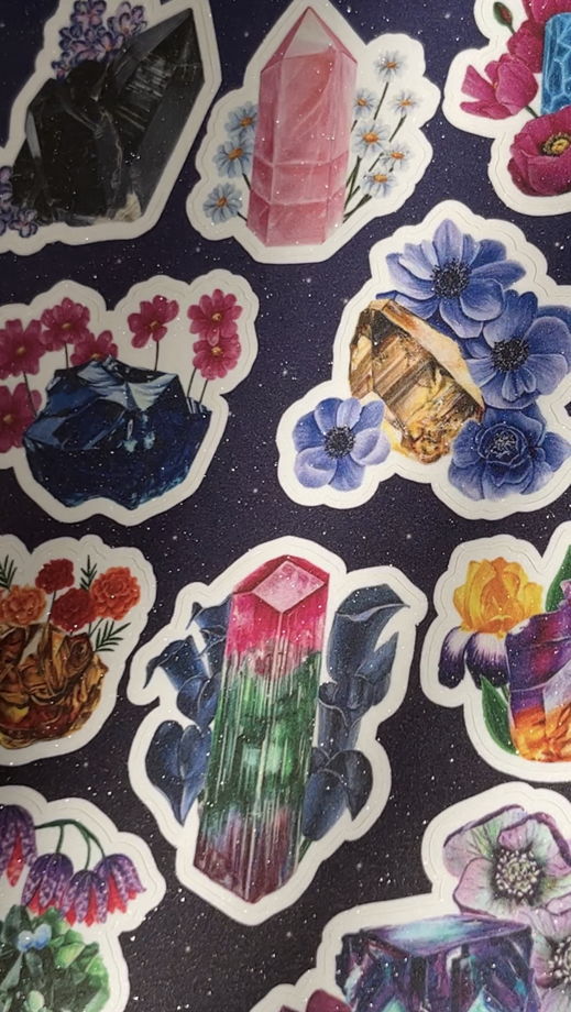 Стикерпак "Кристаллы с цветами"