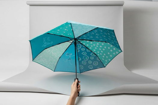 Зонт «Голубой коллаж», трость или складной на выбор