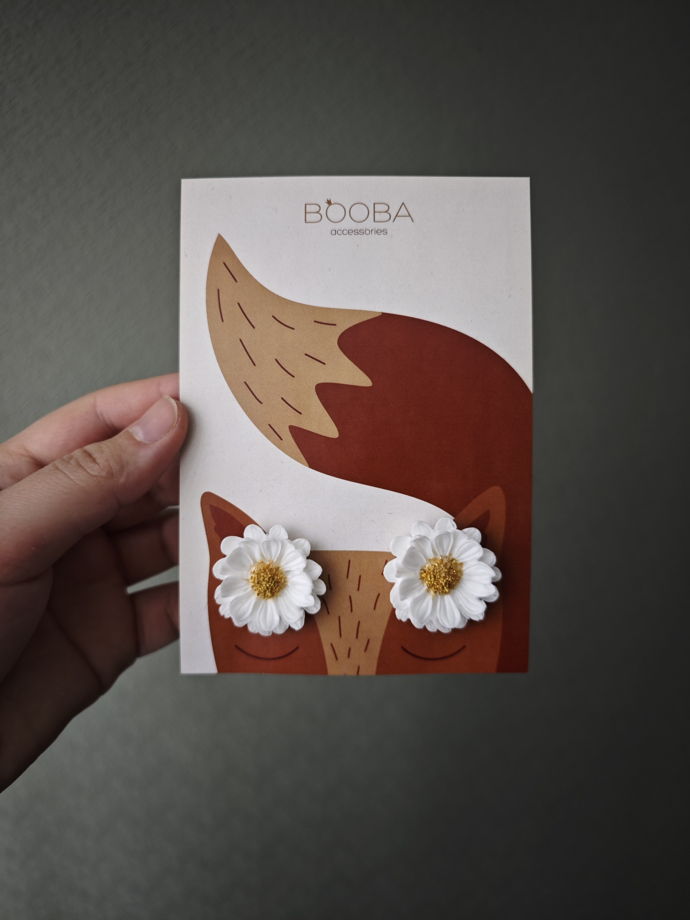 Резинки для волос в паре: "Маргарита" белые цветы