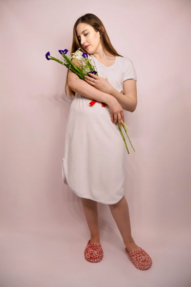 Платье сорочка из махровой трикотажной ткани Белый
