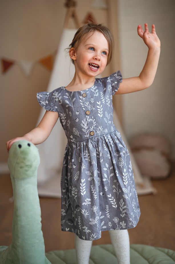 Летнее хлопковое платье для девочки с цветочным принтом