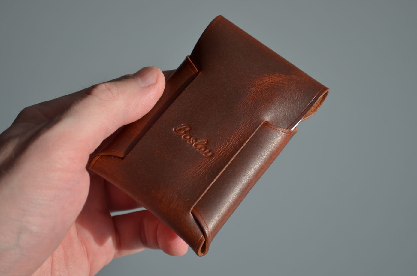 Картхолдер ручной работы из натуральной кожи Wax Cognac