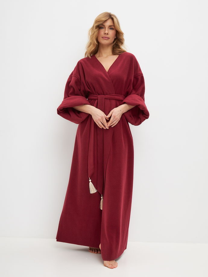 Мягкий халат кимоно накидка кардиган длинный марсала