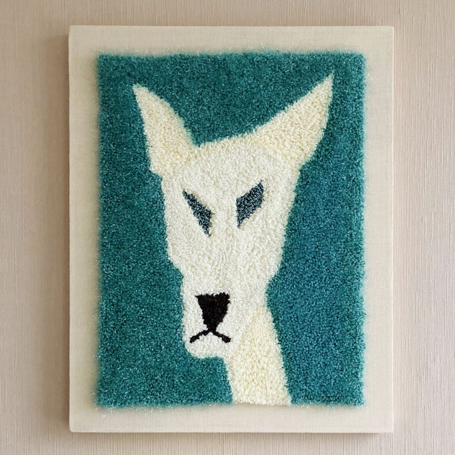 Картина-ковер кошка на бирюзовом фоне