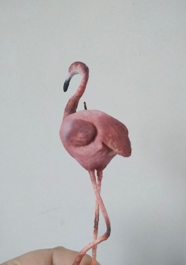 Ватная ёлочная игрушка "Фламинго"