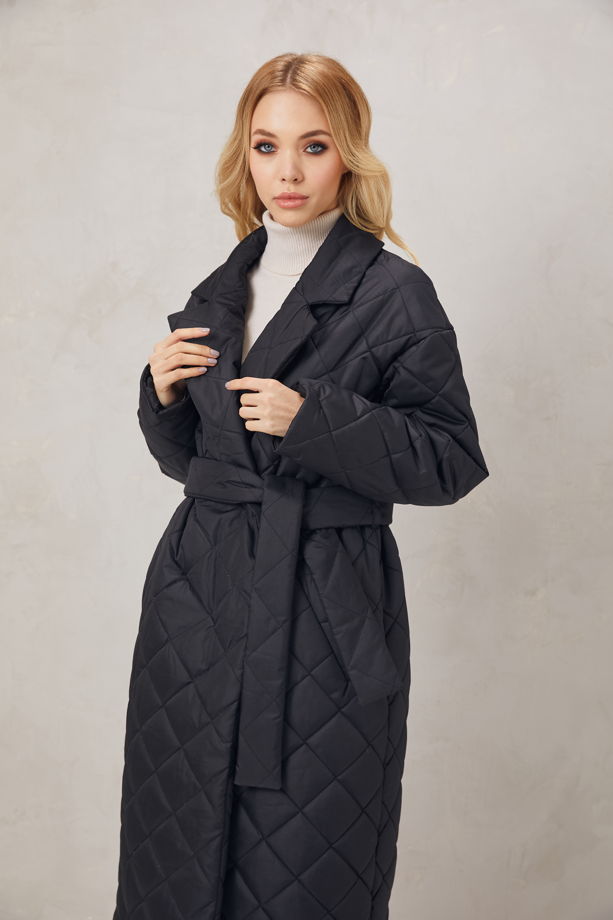 Пальто стеганое/ пуховик женский / куртка женская/ пальто зимнее чёрное