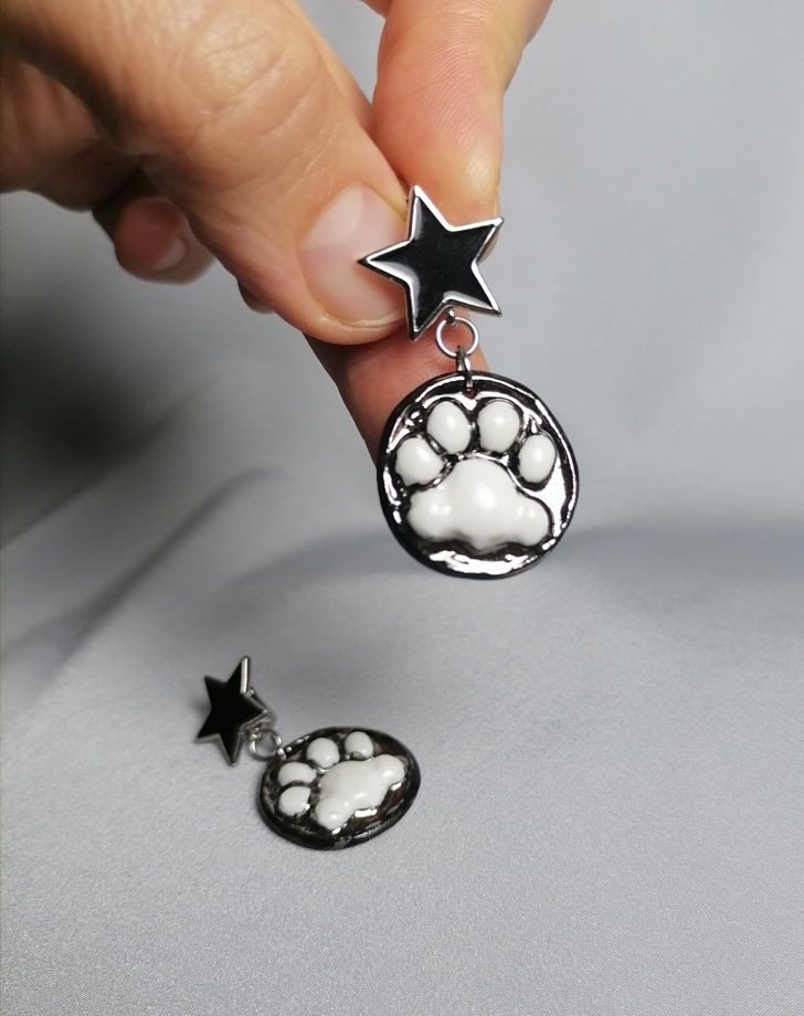 Серьги из фарфора Тигрики (в оправе)