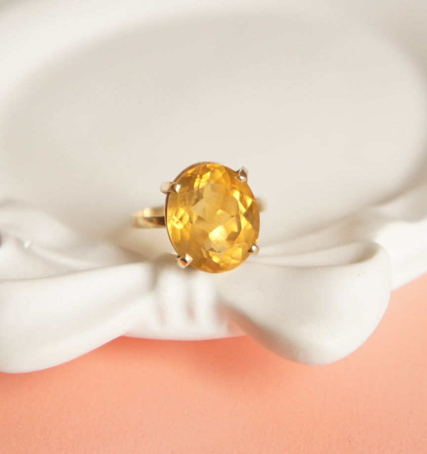 Кольцо золото желтый топаз Бразилия винтаж