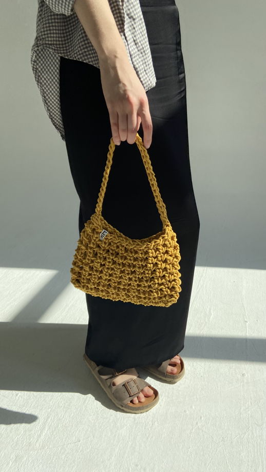 вязаная сумка из хлопка желтая