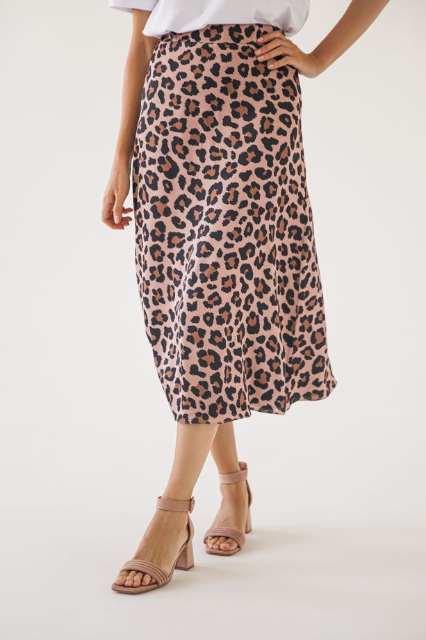Двухслойная юбка из вискозного шелка с леопардовым принтом