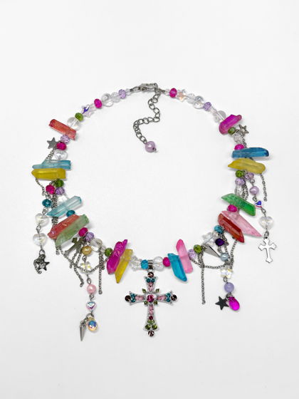 Разноцветное ожерелье с крестом