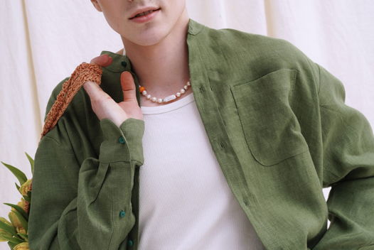 Мужская рубашка из 100%- го льна