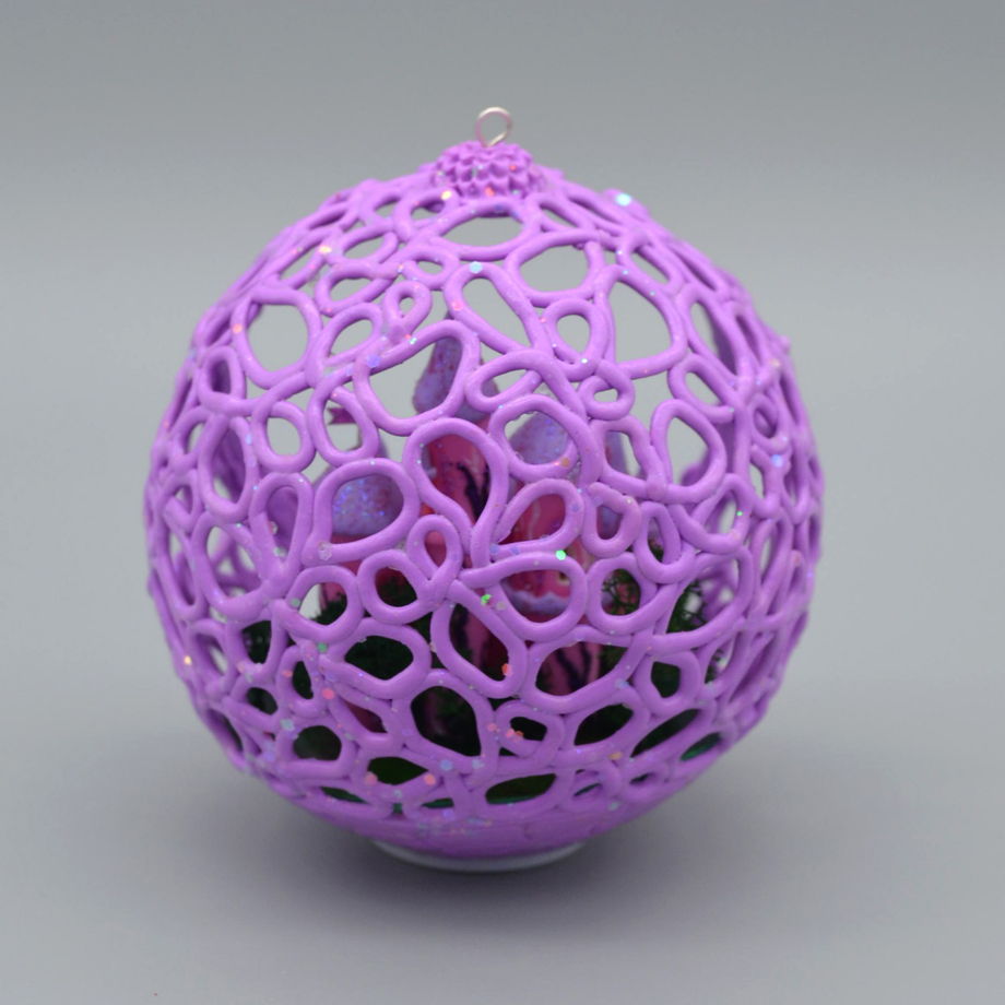 Ажурный шар с подсветкой "Розовый замок" (8 см, сиреневый)