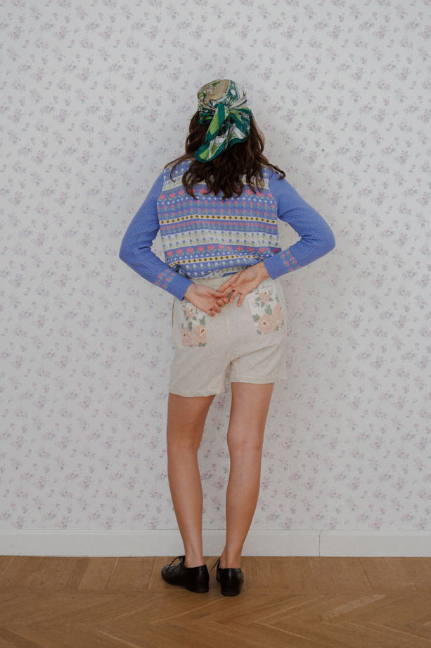 Шорты с Цветами на Карманах/Pink Flowers on Pockets Shorts