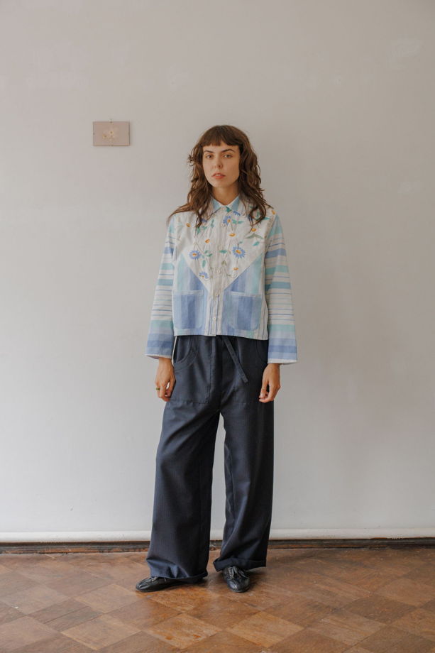 Рубашка в Голубую Полоску 2/Blue Striped Long Sleeve Shirt 2