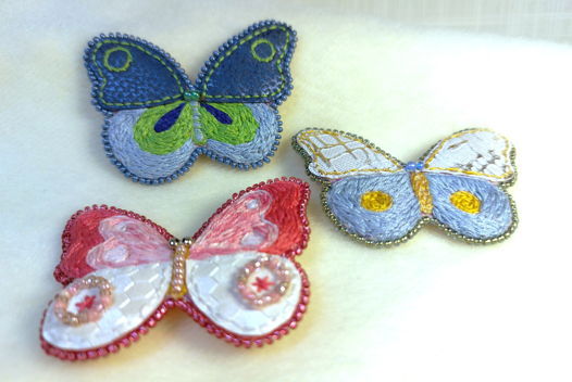 Брошь вышитая Бабочка
