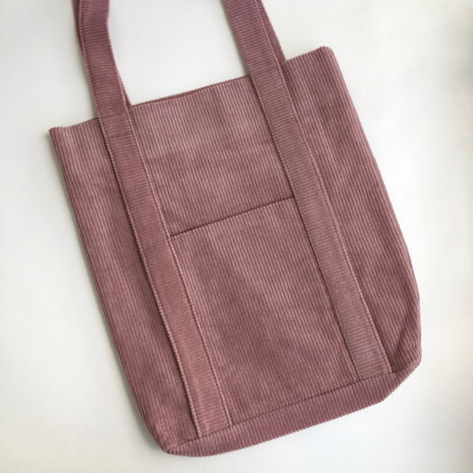 Вельветовая сумка - шоппер розового цвета