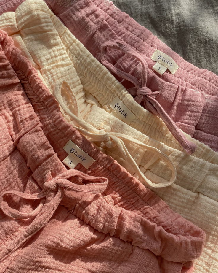 Штаны из муслина с карманами пыльно-розовые