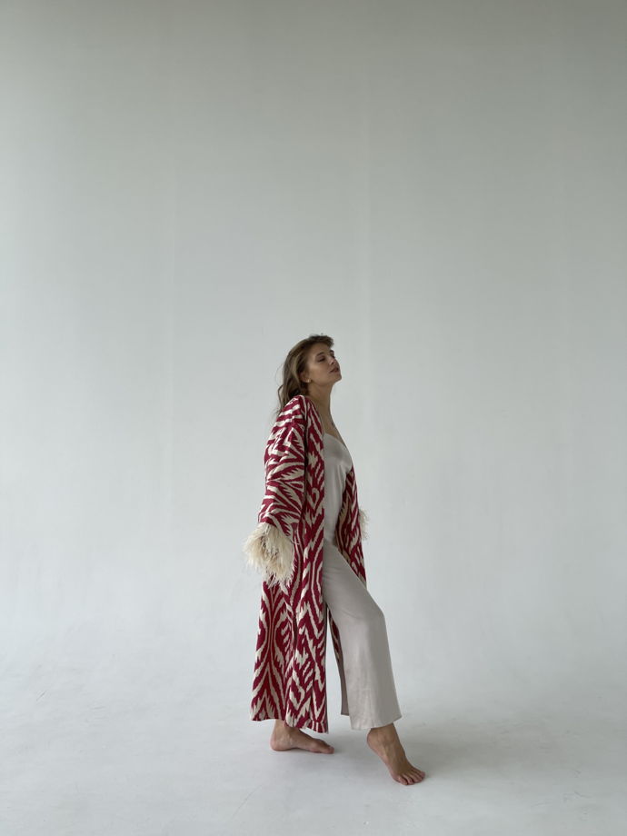 Городской халат/кимоно BERRY из шелка и хлопка ( цвет маджента)
