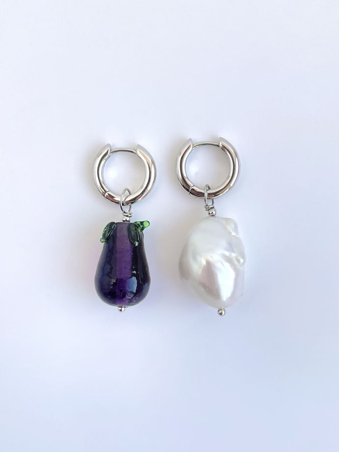 Асимметричные серьги с барочной жемчужиной