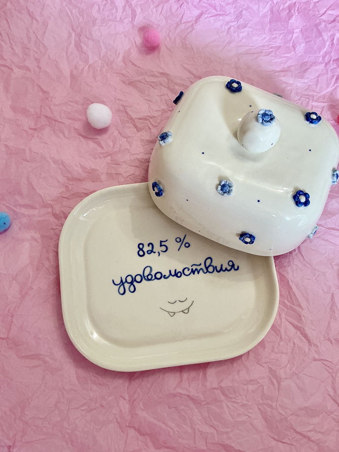 Масленка «Голубые цветочки»