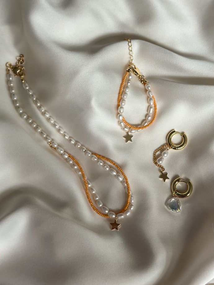 Серьги-кольца Elle из латуни с покрытием золотом со съемными подвесками
