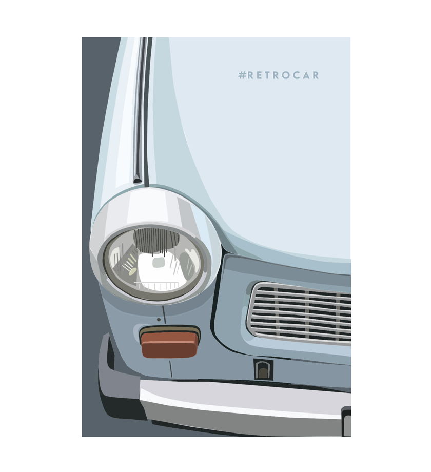 Авторский постер Ретро Авто на плотной матовой бумаге 50х70 см