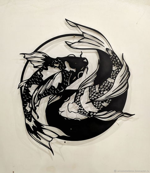 Настенный декор из металла "Рыбы Инь Янь "